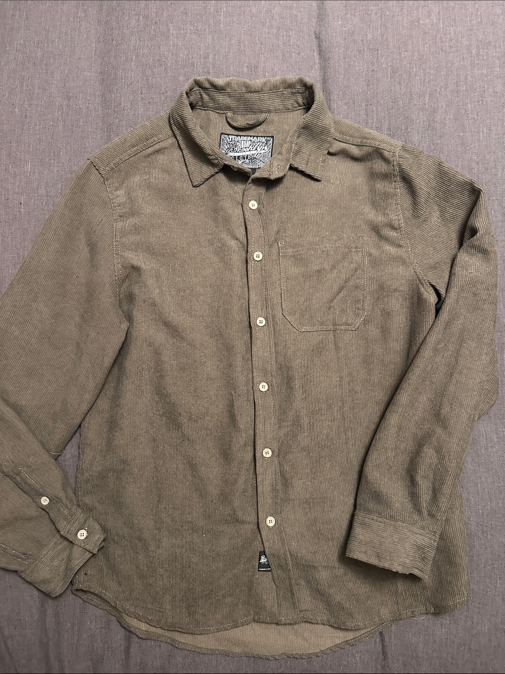 Brooklyn Cloth Olive Green Corduroy Button-Up Shirt